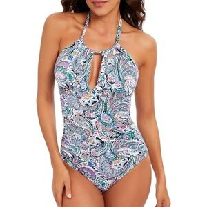 NWT Boho Paisley Halter Swimsuit | SP Sport | Modest One Piece S